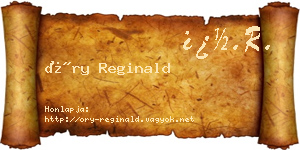 Őry Reginald névjegykártya